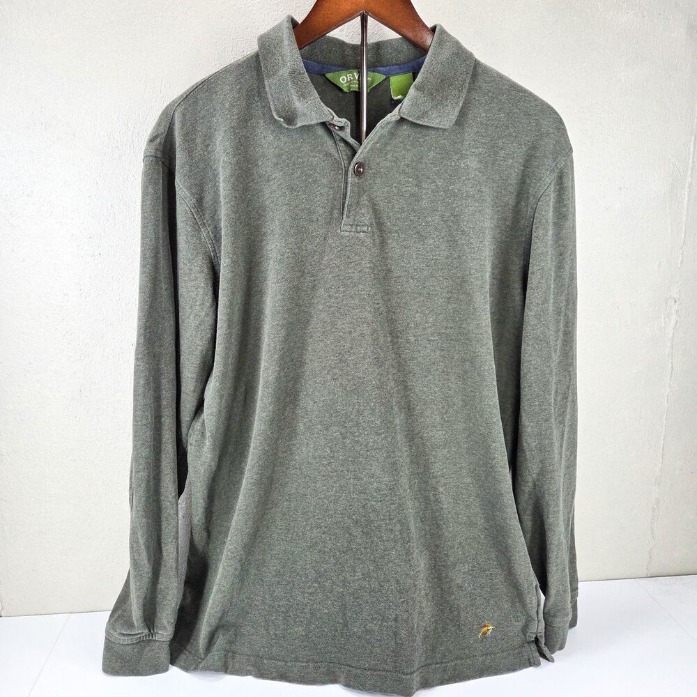 Vintage 90s Orvis Sporting Traditions Fly Fishing Long Sleeve Polo Shirt Sz M